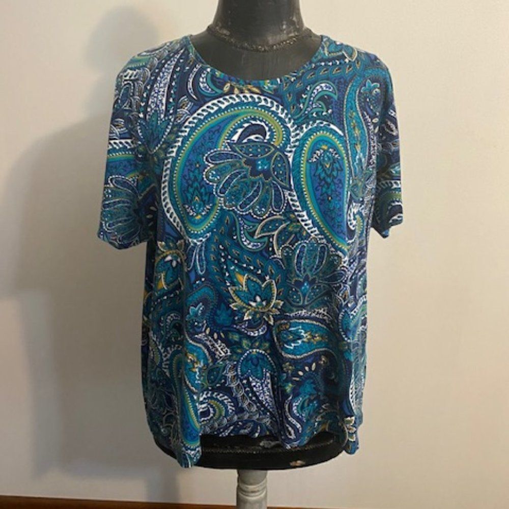 Croft & Barrow Blue Paisley top, size 2X